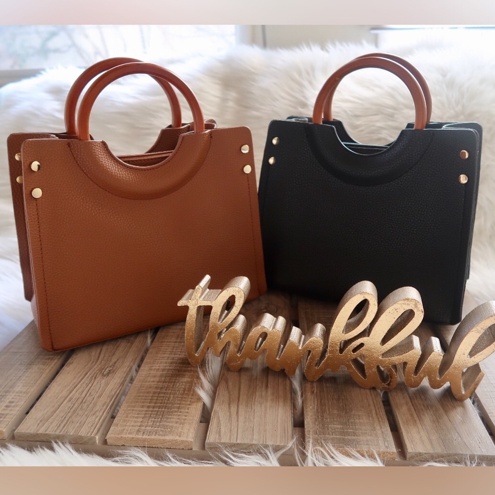TANYA-Pure Sophication Satchel with Wood Handles